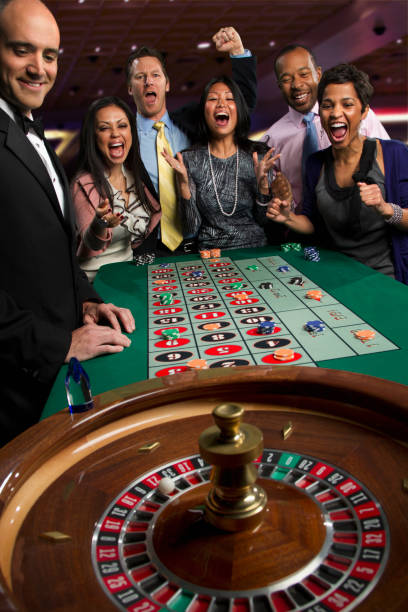 Ball-draw lottery machine in studio